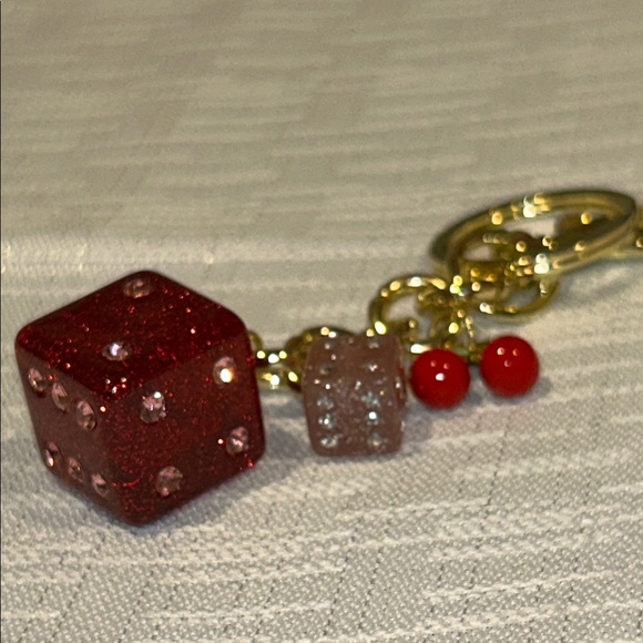 Fashion Jewelry Red and Gold Dice Key Holder - Picture 6 of 6